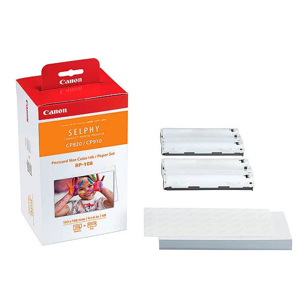 Kit Papel e Tinta Canon RP-108 Para Impressoras SELPHY