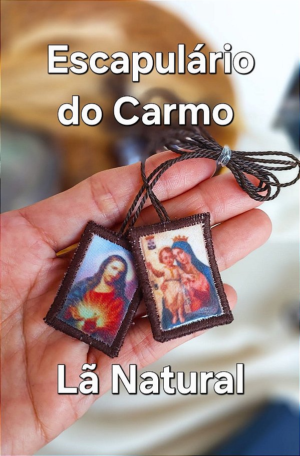 ESCAPULÁRIO DE LÃ NATURAL - NOSSA SRA DO CARMO