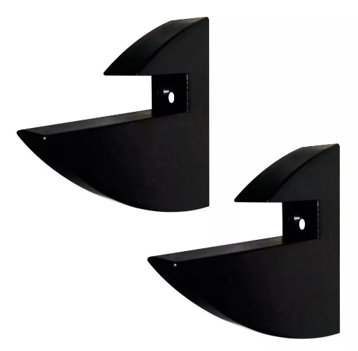 Kit 02 Suportes Bico De Tucano Plástico P/ Prateleiras - Cor Preta
