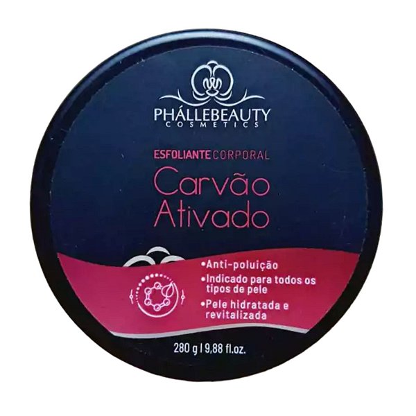 Esfoliante Hidratante Corporal Carvão Ativado Phállebeauty 280g