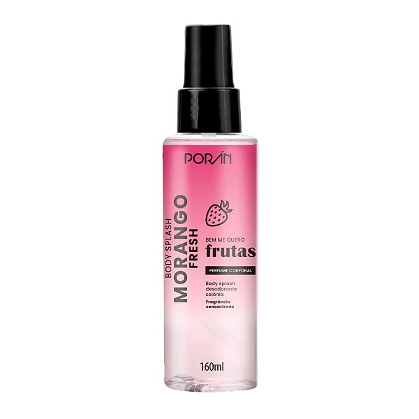 Body Splash Desodorante Colônia Morango Fresh Porán 160ml