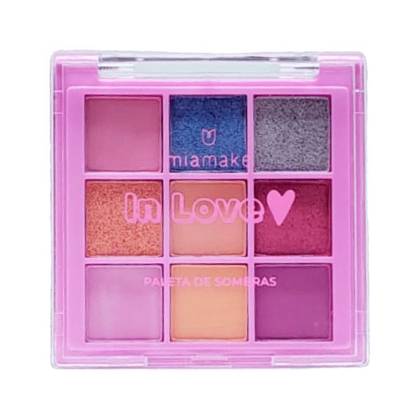 Paleta de Sombras In Love 9 Cores Mia Make Cor 01