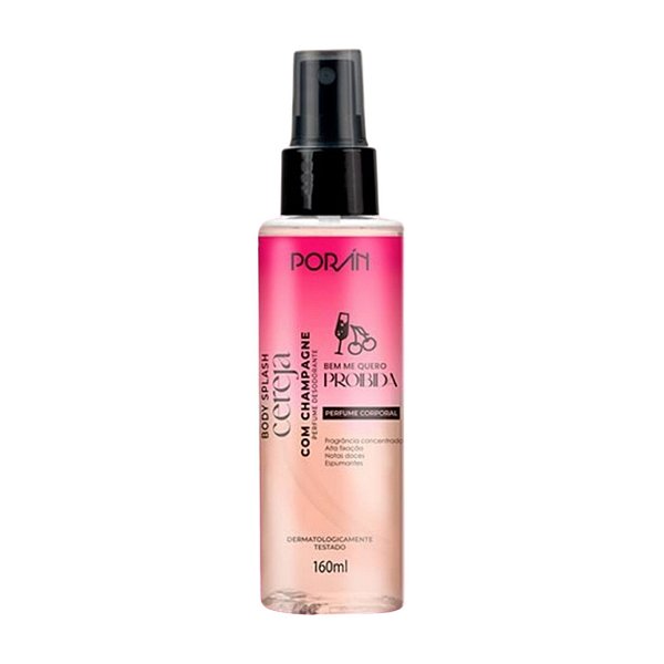 Body Splash Desodorante Colônia Cereja com Champagne Porán 160ml