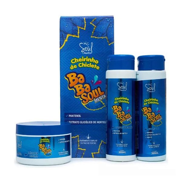 Kit Capilar 3 em 1 Babasoul Cheirinho de Chiclete Menta Soul Cosméticos