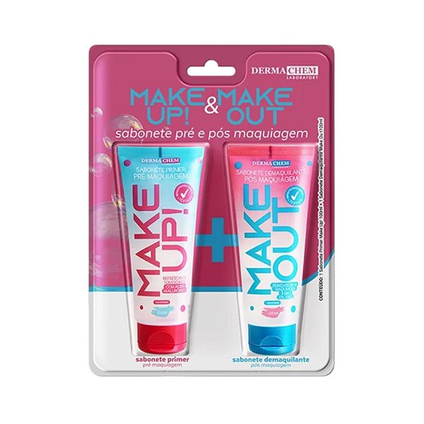 Kit Sabonetes Líquidos Faciais Make Up Primer e Make Out Demaquilante Dermachem