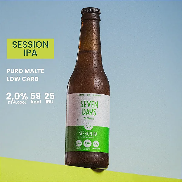 Cerveja Session IPA Seven Days - Puro malte, Baixo Teor de Álcool e Baixa Caloria