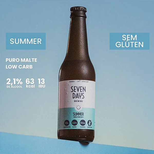 Cerveja Sem Glúten Summer Seven Days - Puro Malte, Baixo Teor de Álcool e Baixa Caloria