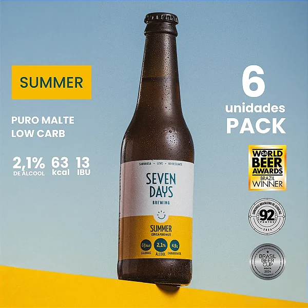 [Pack 6 un] - Cerveja Summer Seven Days - Puro malte, Baixo Teor de  Álcool e Baixa caloria