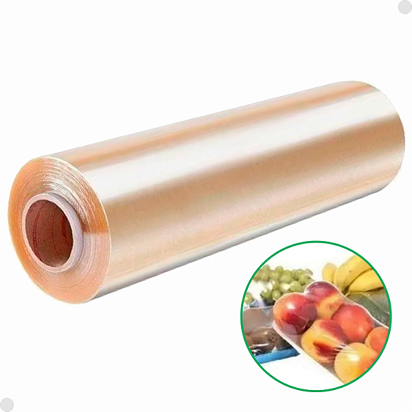 Rolo de Filme PVC 38cm 300 metros Plástico Selar Alimentos
