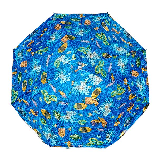 Guarda Sol 1,8m para Praia Carrinhos Proteção Solar Piscina Azul Ilustrado Peixes