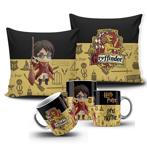 Kit almofada e caneca harry Potter Grifinória  Personalizada com nome