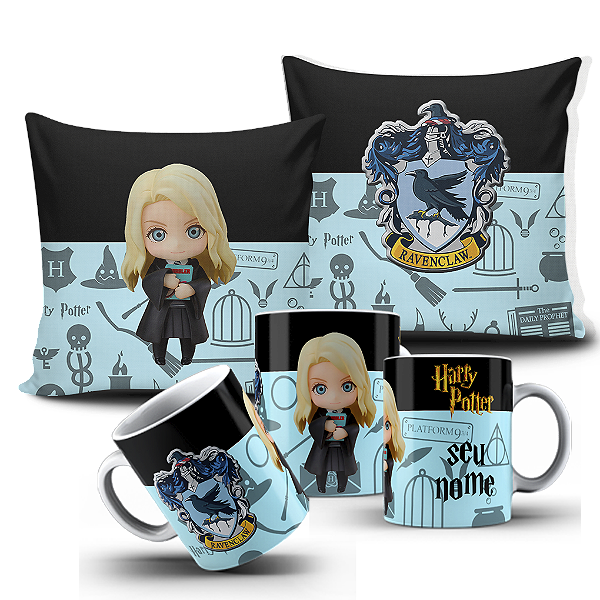 Kit almofada e caneca Harry Potter - Luna Corvinal  Personalizada com nome