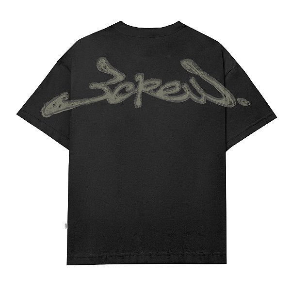 Camiseta Barra Crew Assinatura Logo Handmade Boxy Preto