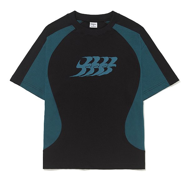 Camiseta Barra Crew B Garça Recortada Boxy Preto Azul