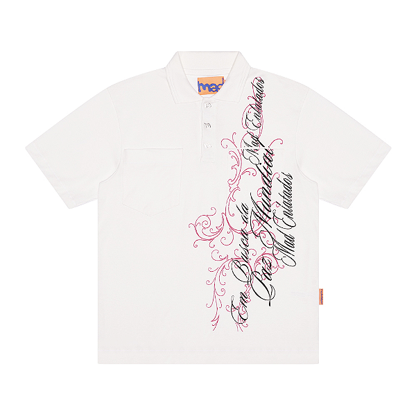 Camisa Polo MAD Enlatados C/ Bolso Arabesco Off White