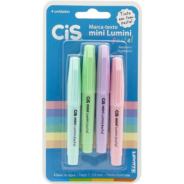 Kit Marca-Texto Mini Lumini 4c Pastel - Cis