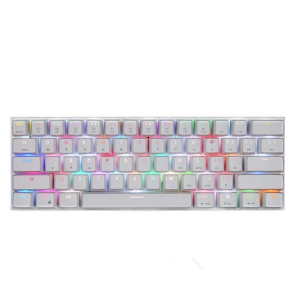 Teclado Gamer Motospeed CK62 Branco Switch Vermelho RGB