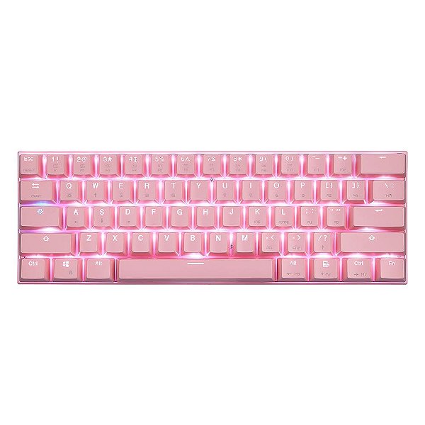 Teclado Gamer Motospeed CK62 Bluetooth Rosa Switch Azul RGB