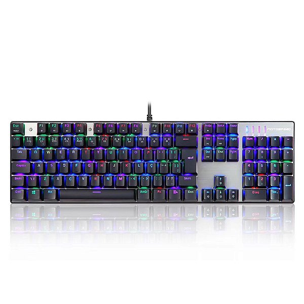 Teclado Gamer Motospeed CK104 Preto Switch Vermelho RGB Abnt2