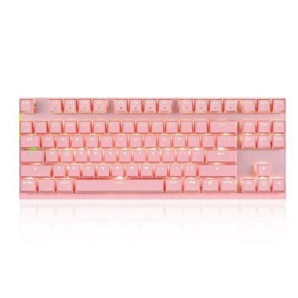 Teclado Gamer Motospeed GK82 Rosa Switch Vermelho Led Branco