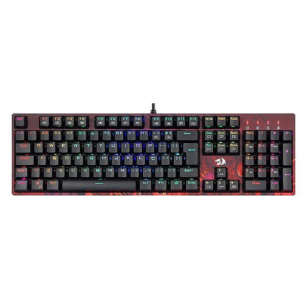 Teclado Mecânico Gamer Redragon Infernal Viserion RGB Switch V-Track Optical Blue ABNT2 Vermelho