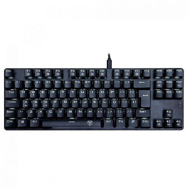 Teclado Mecânico Gamer T-Dagger Bora Single LED White Switch Blue ABNT2 Preto