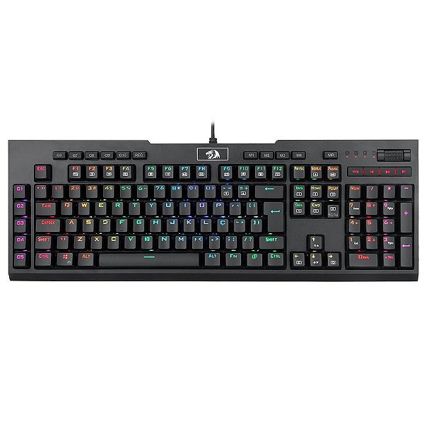 Teclado Mecânico Gamer Redragon Brahma, RGB, Outemu Optical Brown Switches, ABNT, Preto