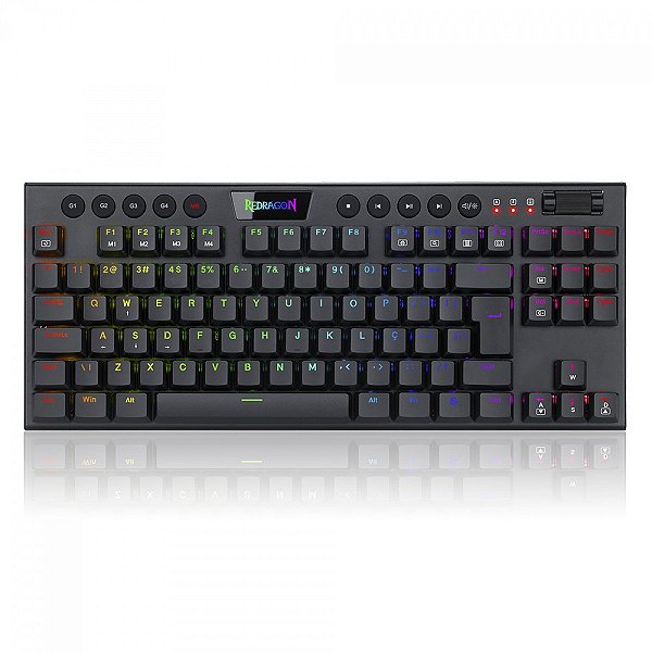 Teclado Mecânico Gamer Redragon Horus TKL, RGB, Switch Blue, ABNT2, Preto