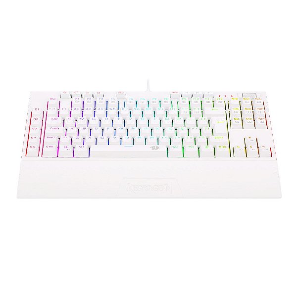 Teclado Óptico Mecânico Redragon Broadsword Pro, RGB, Switch Vermelho, ABNT2, Branco