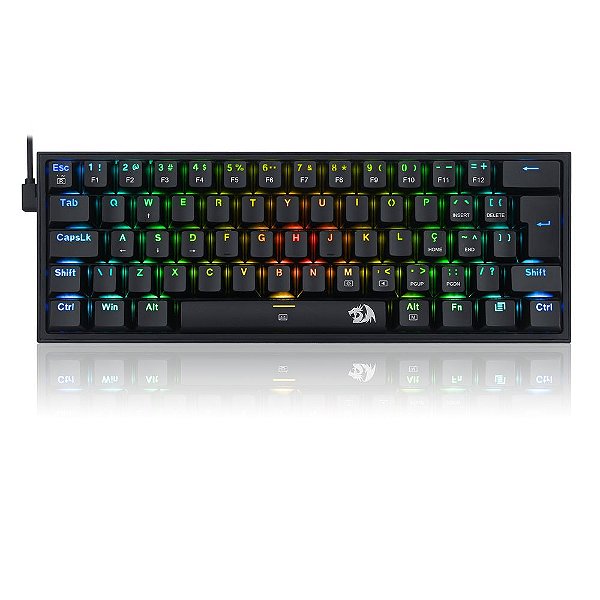 Teclado Mecânico Gamer Redragon Fizz, RGB, Switch Brown, Preto