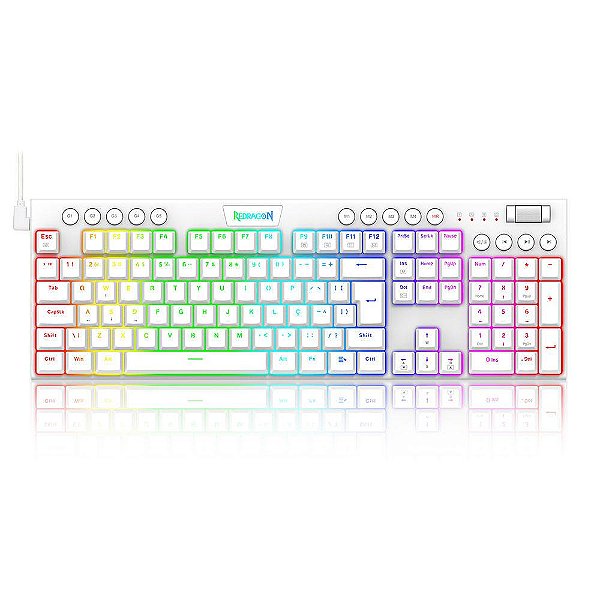 Teclado Mecânico Redragon Horus, RGB, Switch Brown, ABNT2, Branco