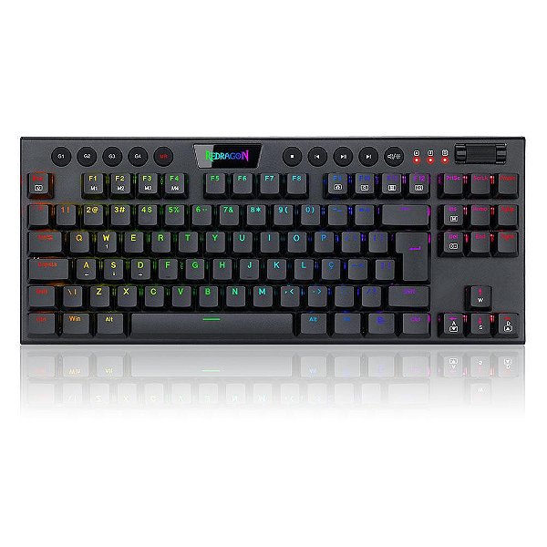 Teclado Mecânico Redragon Horus TKL, RGB, Switch Brown, ABNT2, Preto