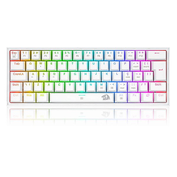 Teclado Mecânico Gamer Redragon Fizz, RGB, Switch Brown, ABNT2, White