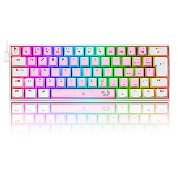Teclado Mecânico Gamer Redragon Dragonborn, RGB, Switch Blue, ABNT2, Pink/White
