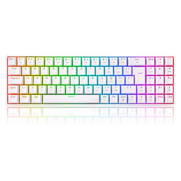 Teclado Mecânico Gamer Redragon Zed Pro, RGB, Switch Brown, ABNT2, White