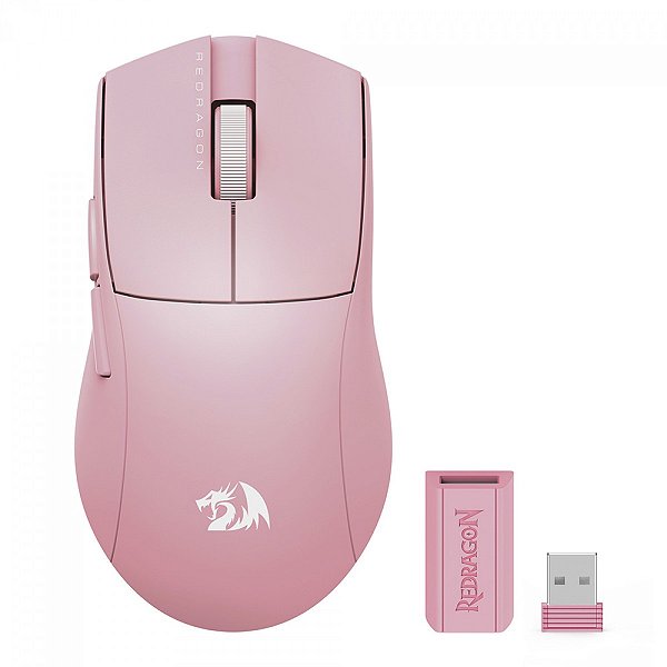 Mouse Gamer Redragon King Pro Rosa, Wireless, 26000 DPI, 7 Botões, Rosa