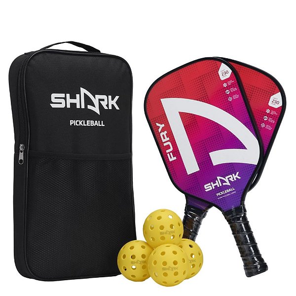 Kit Pickleball Shark com 2 Raquetes e 4 Bolas