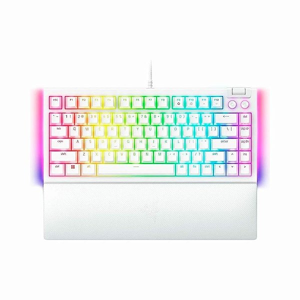 Teclado Mecânico Gamer Razer BlackWidow V4, Chroma RGB, Switch Orange, 75%, Anti-ghosting, US, Branco