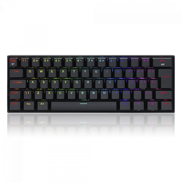 Teclado Mecânico Gamer Redragon Draconic Pro, RGB, Switch Blue, ABNT2, 60%, Preto