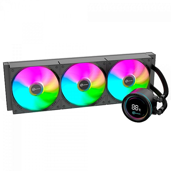 Water Cooler Kalkan Alpha 360 ARGB, 360mm, Com Display, Intel-AMD, Preto