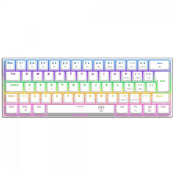 Teclado Mecânico Gamer T-Dagger Arena, Rainbow, Switch Brown, 60%, ABNT2, Branco