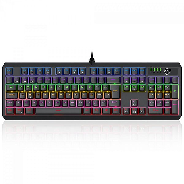 Teclado Mecânico Gamer T-Dagger Axis, Rainbow, Switch Brown, Full Size, ABNT2, Preto