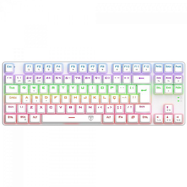 Teclado Mecânico Gamer T-Dagger Bora, Rainbow, Switch Brown, TKL, ABNT2, Branco