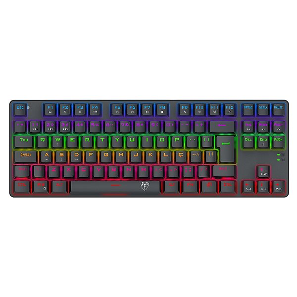 Teclado Mecânico Gamer T-Dagger Bora, Rainbow, Switch Brown, TKL, ABNT2, Preto