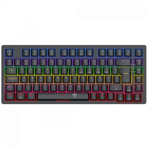 Teclado Mecânico Gamer T-Dagger Megatre, Rainbow, Switch Brown, 75%, ABNT2, Preto