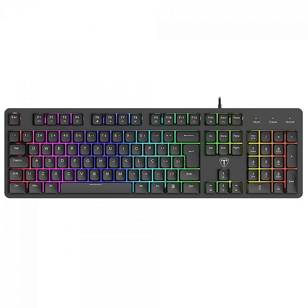 Teclado Gamer T-Dagger Echo, RGB, Membrana, Full Size, ABNT2, Preto