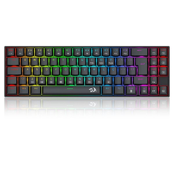Teclado Mecânico Redragon Deimos, RGB, Switch Marrom, Wireless, Preto