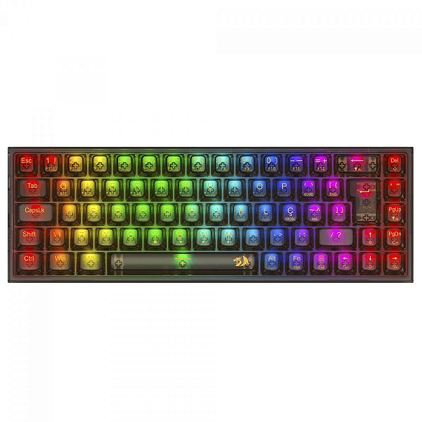 Teclado Mecânico Redragon Castor Pro, RGB, Switch Crystal, Wireless, Preto