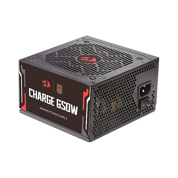 Fonte Gamer Redragon Charge, 650W, ATX, 80 Plus Bronze, Preto