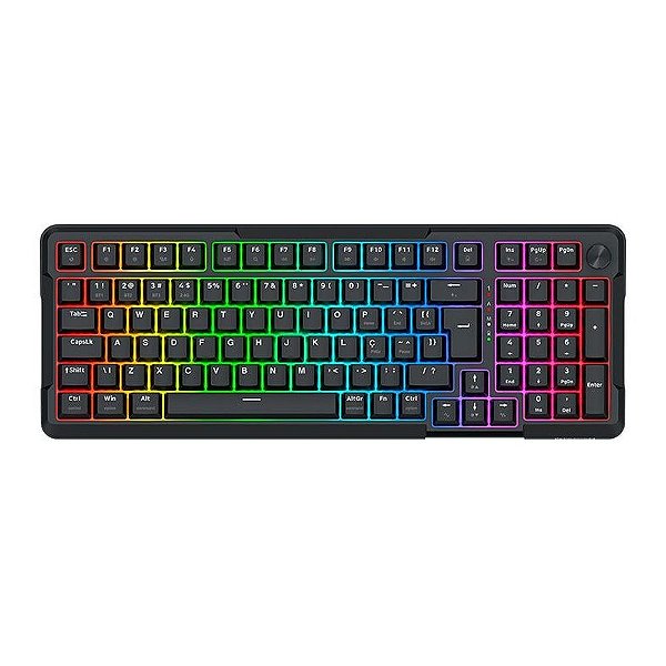 Teclado Mecânico Redragon Arlokks, RGB, ABNT2, Switch RPC Linear, Tri-Mode, Preto